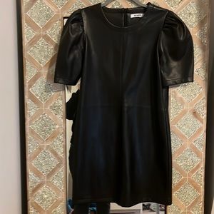 Black vegan leather shift dress